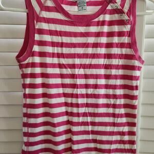 Abercrombie & Fitch Pink and White Striped Cap Sleeve Top